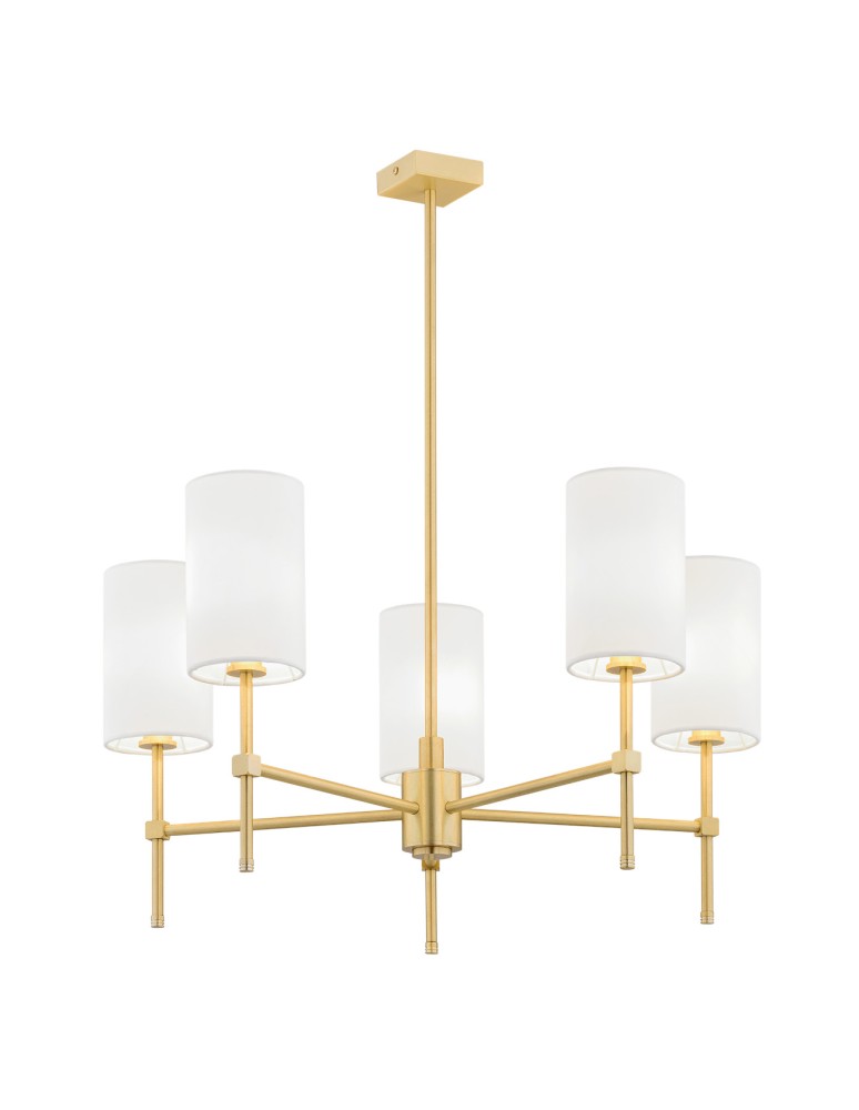 Hampton style chandeliers - Argon ABRUZZO 5 fl. chandelier 5x7W (max) white brushed brass 2134 - product kolory-swiatla.pl 1