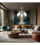 Hampton style chandeliers - Argon ABRUZZO 5 fl. chandelier 5x7W (max) white brushed brass 2134 - product 2