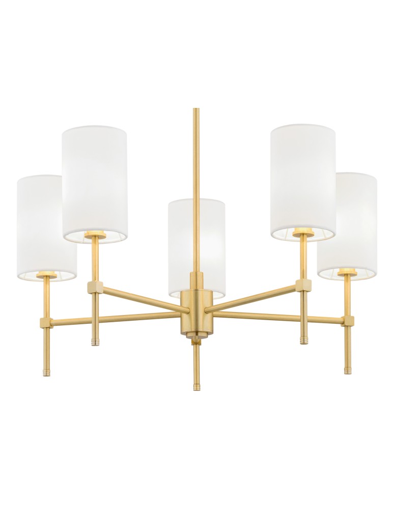 Hampton style chandeliers - Argon ABRUZZO 5 fl. chandelier 5x7W (max) white brushed brass 2134 - product kolory-swiatla.pl 3
