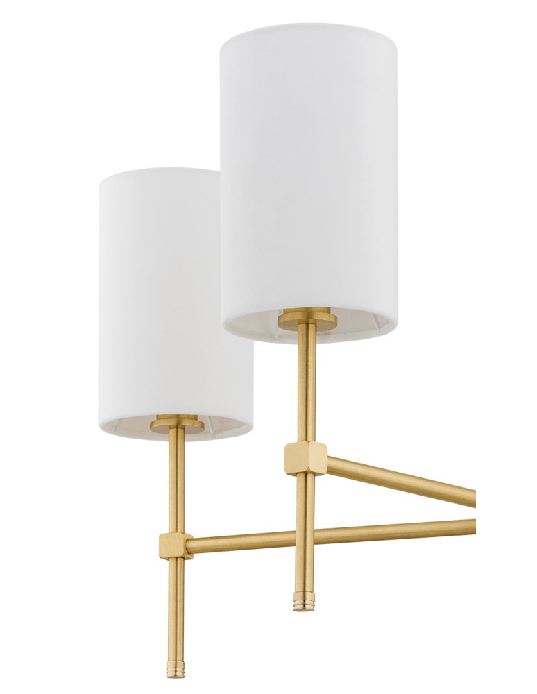 Hampton style chandeliers - Argon ABRUZZO 5 fl. chandelier 5x7W (max) white brushed brass 2134 - product kolory-swiatla.pl 4