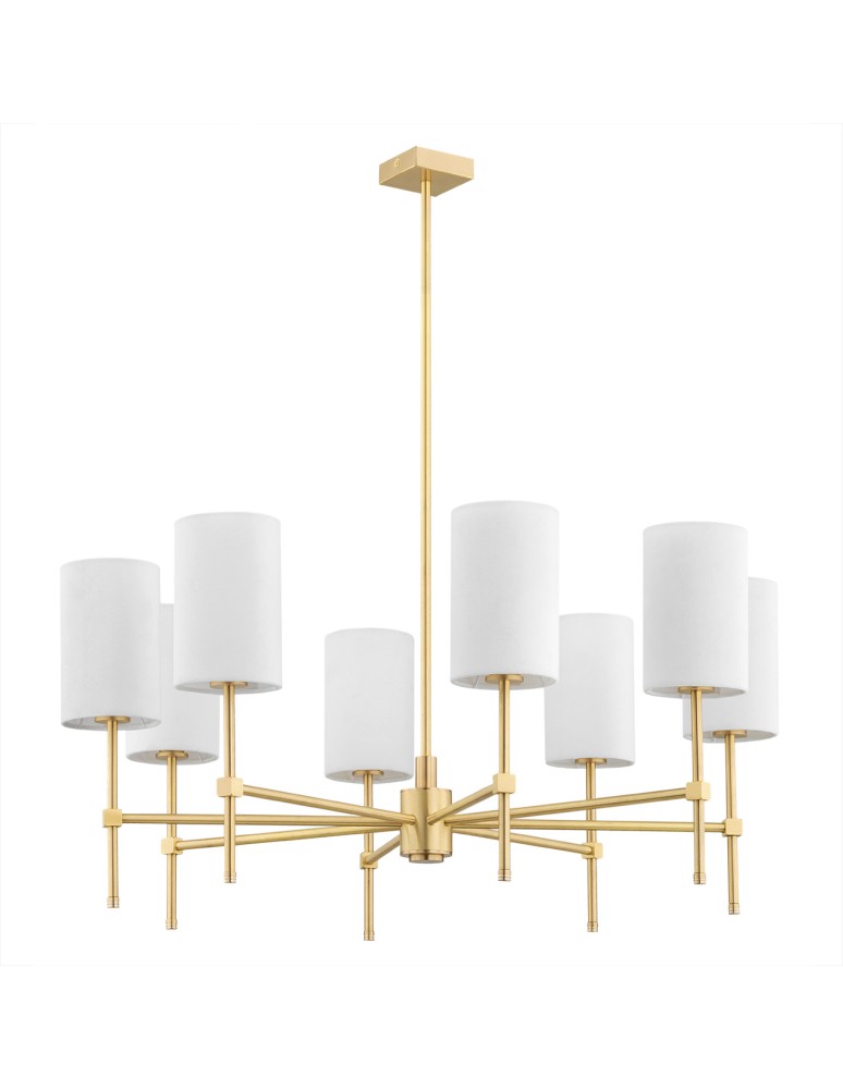 Hampton style chandeliers - Argon ABRUZZO 8 fl. chandelier 8x7W (max) white brushed brass 5051 - product kolory-swiatla.pl 3