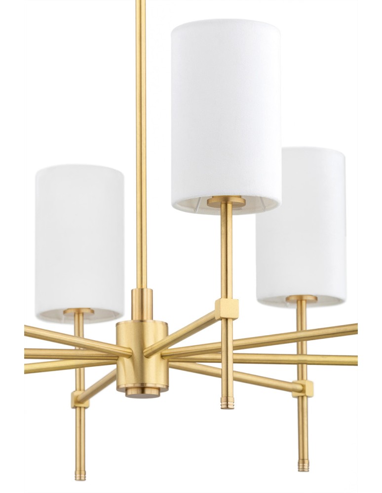 Hampton style chandeliers - Argon ABRUZZO 8 fl. chandelier 8x7W (max) white brushed brass 5051 - product kolory-swiatla.pl 4
