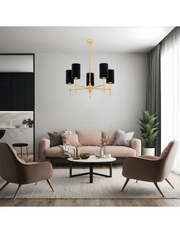 Argon ABRUZZO 5 fl. chandelier 5x7W (max) black brushed brass 2135 - product 2