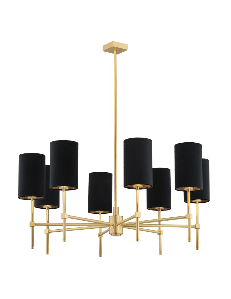 Hampton style chandeliers - Argon ABRUZZO 8 fl. chandelier 8x7W (max) black brushed brass 5052 - product kolory-swiatla.pl 1
