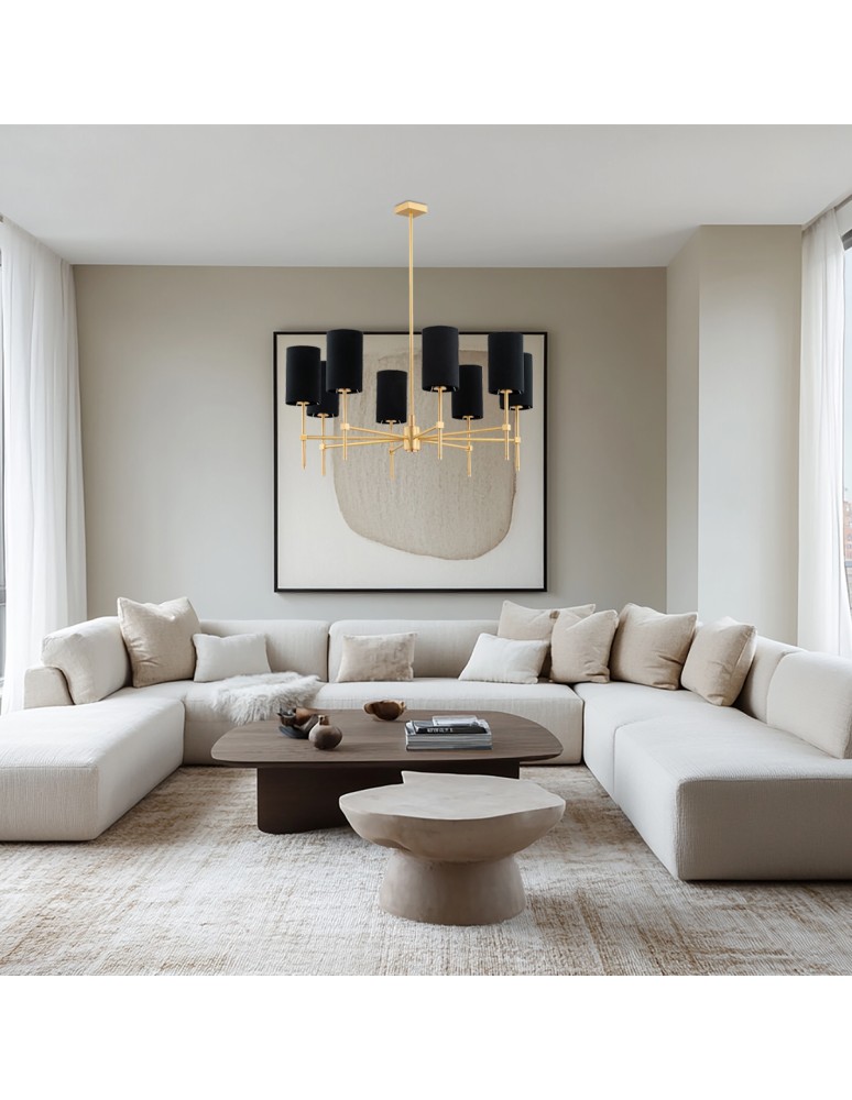 Hampton style chandeliers - Argon ABRUZZO 8 fl. chandelier 8x7W (max) black brushed brass 5052 - product kolory-swiatla.pl 2