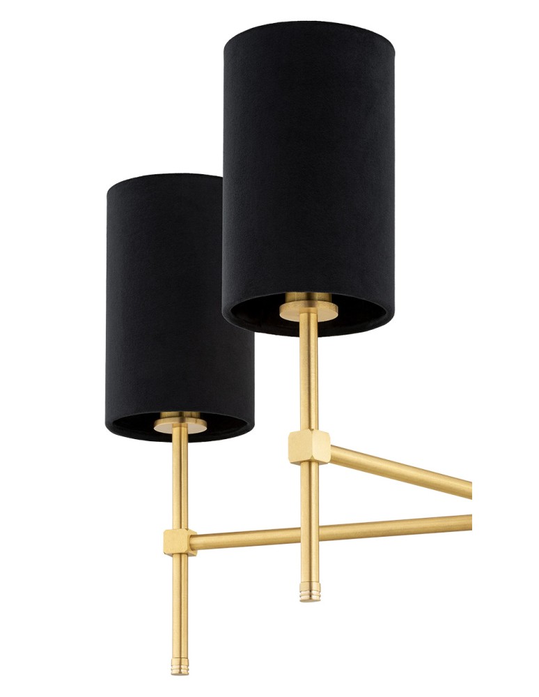 Hampton style chandeliers - Argon ABRUZZO 8 fl. chandelier 8x7W (max) black brushed brass 5052 - product kolory-swiatla.pl 3