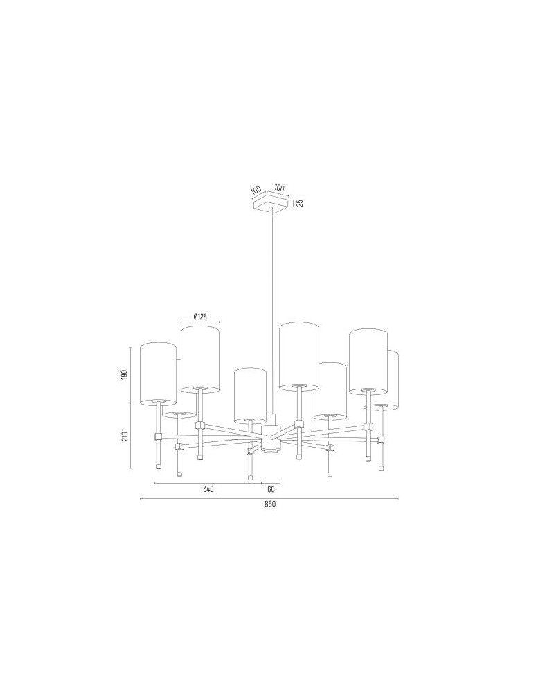 Hampton style chandeliers - Argon ABRUZZO 8 fl. chandelier 8x7W (max) black brushed brass 5052 - product kolory-swiatla.pl 6