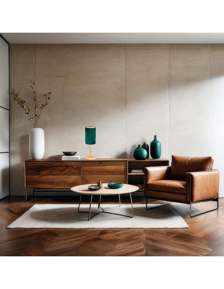 Table lamps with lampshade - Argon ABRUZZO 1 fl. table lamp 1x7W (max) green brushed brass 8108 - product kolory-swiatla.pl 3