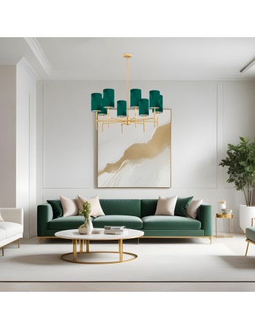 Argon ABRUZZO 8 fl. chandelier 8x7W (max) green brushed brass 5055 - product 2