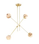 Pendant lamps spheres - Argon ABSOS 1840 4-light pendant lamp with white and brown (marble) lampshades, brass glass frame, brass-plated steel - product 1