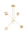 Argon ABSOS 1840 4-light pendant lamp with white and brown (marble) lampshades, brass glass frame, brass-plated steel