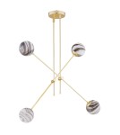 Pendant lamps spheres - Argon ABSOS 1840 4-light pendant lamp with white and brown (marble) lampshades, brass glass frame, brass-plated steel - product 2