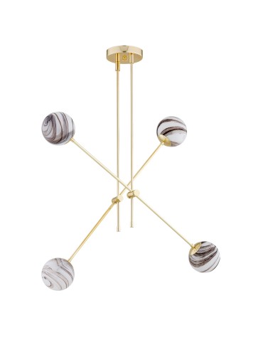 Argon ABSOS 1840 4-light pendant lamp with white and brown (marble) lampshades, brass glass frame, brass-plated steel - product 2