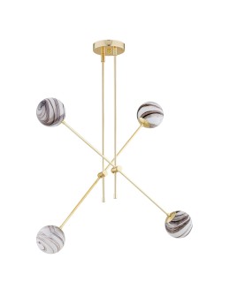 Argon ABSOS 1840 lampa wisząca 4 pł. klosze biało-brązowe (marmurek), stelaż mosiądz szkło, stal mosiądzowana - produkt 2