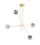 Pendant lamps spheres - Argon ABSOS 1840 4-light pendant lamp with white and brown (marble) lampshades, brass glass frame, brass-plated steel - product 3