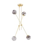 Pendant lamps spheres - Argon ABSOS 1840 4-light pendant lamp with white and brown (marble) lampshades, brass glass frame, brass-plated steel - product 4