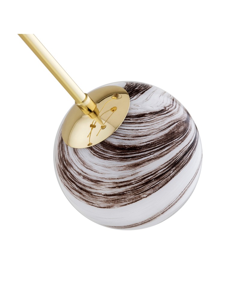 Pendant lamps spheres - Argon ABSOS 1840 4-light pendant lamp with white and brown (marble) lampshades, brass glass frame, brass-plated steel - product kolory-swiatla.pl 7