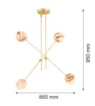 Pendant lamps spheres - Argon ABSOS 1840 4-light pendant lamp with white and brown (marble) lampshades, brass glass frame, brass-plated steel - product 11