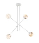 Pendant lamps spheres - Argon ABSOS 1841 4-light pendant lamp with white and brown (marble) lampshades, cream white glass frame, lacquered steel - product 1