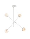 Argon ABSOS 1841 4-light pendant lamp with white and brown (marble) lampshades, cream white glass frame, lacquered steel