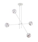 Pendant lamps spheres - Argon ABSOS 1841 4-light pendant lamp with white and brown (marble) lampshades, cream white glass frame, lacquered steel - product 3