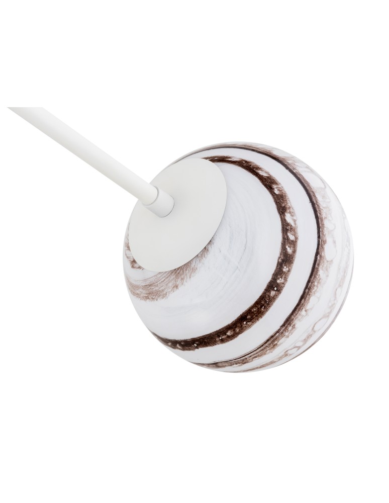 Pendant lamps spheres - Argon ABSOS 1841 4-light pendant lamp with white and brown (marble) lampshades, cream white glass frame, lacquered steel - product kolory-swiatla.pl 4