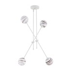 Pendant lamps spheres - Argon ABSOS 1841 4-light pendant lamp with white and brown (marble) lampshades, cream white glass frame, lacquered steel - product 5