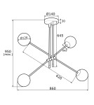 Pendant lamps spheres - Argon ABSOS 1841 4-light pendant lamp with white and brown (marble) lampshades, cream white glass frame, lacquered steel - product 12