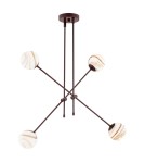 Pendant lamps spheres - Argon ABSOS 1842 4-light pendant lamp with white and brown (marble) lampshades, chocolate brown glass frame, lacquered steel - product 1