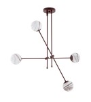 Pendant lamps spheres - Argon ABSOS 1842 4-light pendant lamp with white and brown (marble) lampshades, chocolate brown glass frame, lacquered steel - product 3