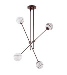 Pendant lamps spheres - Argon ABSOS 1842 4-light pendant lamp with white and brown (marble) lampshades, chocolate brown glass frame, lacquered steel - product 5