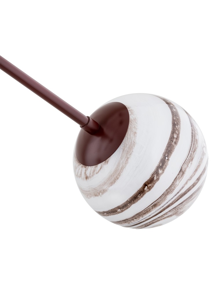 Pendant lamps spheres - Argon ABSOS 1842 4-light pendant lamp with white and brown (marble) lampshades, chocolate brown glass frame, lacquered steel - product kolory-swiatla.pl 6