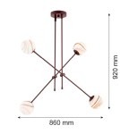 Pendant lamps spheres - Argon ABSOS 1842 4-light pendant lamp with white and brown (marble) lampshades, chocolate brown glass frame, lacquered steel - product 11