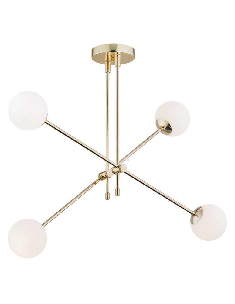 Pendant lamps spheres - Argon ABSTRACT 4 fl. pendant lamp 4x7W (max) opal mat brass 1695 - product kolory-swiatla.pl 1