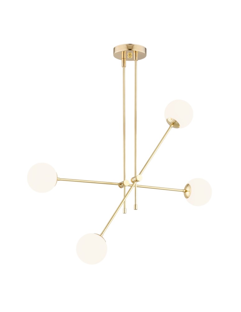 Pendant lamps spheres - Argon ABSTRACT 4 fl. pendant lamp 4x7W (max) opal mat brass 1695 - product kolory-swiatla.pl 3