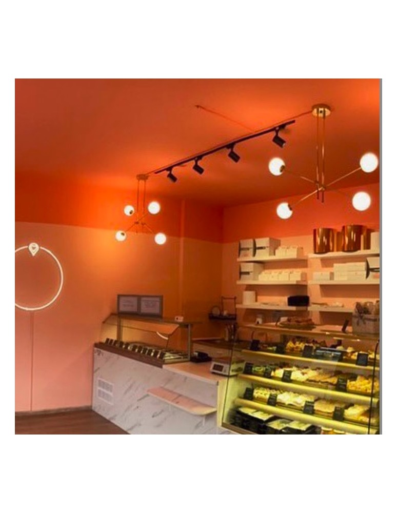 Pendant lamps spheres - Argon ABSTRACT 4 fl. pendant lamp 4x7W (max) opal mat brass 1695 - product kolory-swiatla.pl 8