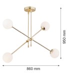 Pendant lamps spheres - Argon ABSTRACT 4 fl. pendant lamp 4x7W (max) opal mat brass 1695 - product 9