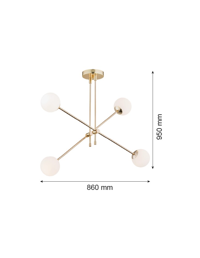 Pendant lamps spheres - Argon ABSTRACT 4 fl. pendant lamp 4x7W (max) opal mat brass 1695 - product kolory-swiatla.pl 9