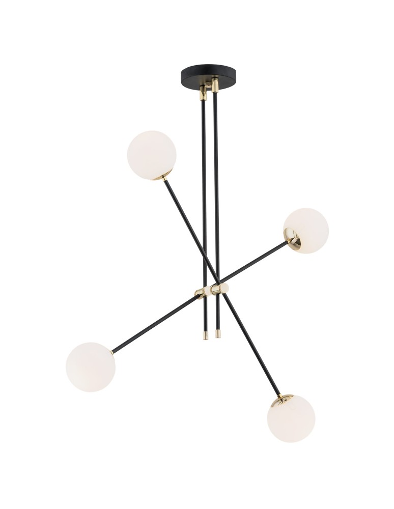 Pendant lamps spheres - Argon ABSTRACT pendant lamp 4 pł. 4x7W (max) opal mat black structure 1696 - product kolory-swiatla.pl 1