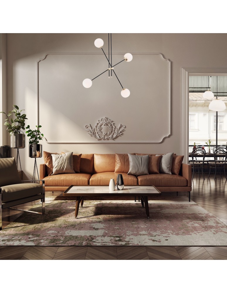 Pendant lamps spheres - Argon ABSTRACT pendant lamp 4 pł. 4x7W (max) opal mat black structure 1696 - product kolory-swiatla.pl 2