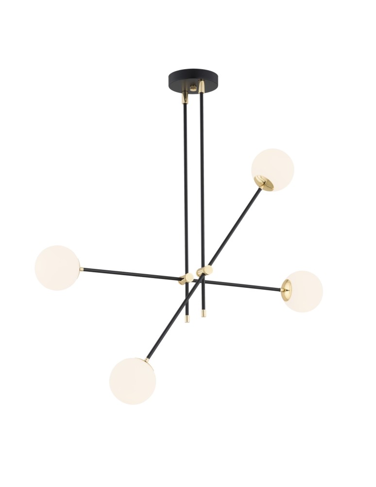 Pendant lamps spheres - Argon ABSTRACT pendant lamp 4 pł. 4x7W (max) opal mat black structure 1696 - product kolory-swiatla.pl 4