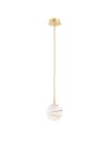 Argon ALMIROS 8450 1-fl. pendant lamp, small, shade white and brown (marble), elements brass glass, brass, braided baw