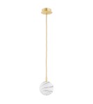Single pendant lamps - Argon ALMIROS 8450 1-fl. pendant lamp, small, shade white and brown (marble), elements brass glass, brass, braided baw - product 2