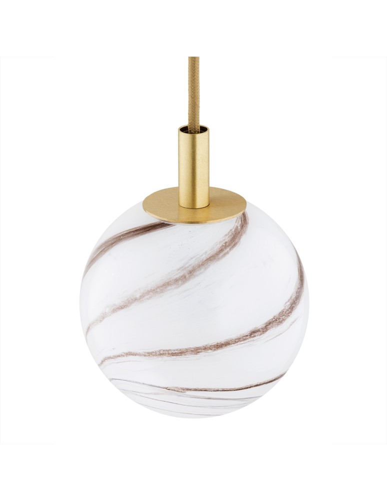 Single pendant lamps - Argon ALMIROS 8450 1-fl. pendant lamp, small, shade white and brown (marble), elements brass glass, brass, braided baw - product kolory-swiatla.pl 3