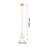 Single pendant lamps - Argon ALMIROS 8450 1-fl. pendant lamp, small, shade white and brown (marble), elements brass glass, brass, braided baw - product 7