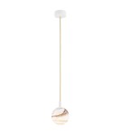 Single pendant lamps - Argon ALMIROS 8451 1-fl. pendant lamp, small, white-brown (marble) lampshade, white glass cream elements, lacquered steel - product 1