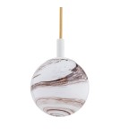 Single pendant lamps - Argon ALMIROS 8451 1-fl. pendant lamp, small, white-brown (marble) lampshade, white glass cream elements, lacquered steel - product 3