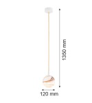 Single pendant lamps - Argon ALMIROS 8451 1-fl. pendant lamp, small, white-brown (marble) lampshade, white glass cream elements, lacquered steel - product 7