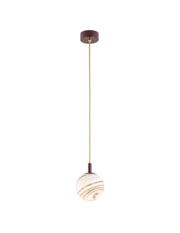 Argon ALMIROS 8452 1-fl. pendant lamp, small, shade white-brown (marble), elements chocolate brown glass, steel la