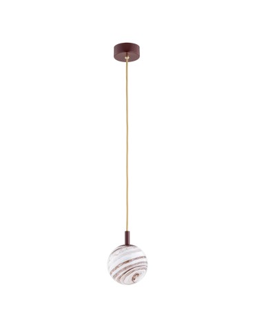 Argon ALMIROS 8452 lampa wisząca 1 pł., mała, klosz biało-brązowy (marmurek), elementy brązowy czekoladowy szkło, stal la - produkt 2